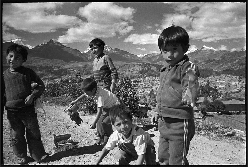 Boys playing outside Huaráz, Peru 1982